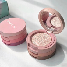 (05) Macaron 3-Layer Pressed Eyeshadow Palette with Mirror, Matte Shimmer Glitter for Contour Nose Shadow, Neutral Earth Tones