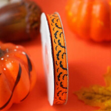 (1 Roll of 22 M,25 Yards, Orange Bat) Halloween Party Satin Ribbon For Bags Boxes Bowknot Decorations Roll of 25 Yards