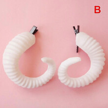 (B) Devil Horn Hair Barrettes Cosplay Sheep Horns Hairpin Halloween Party Decora _dy