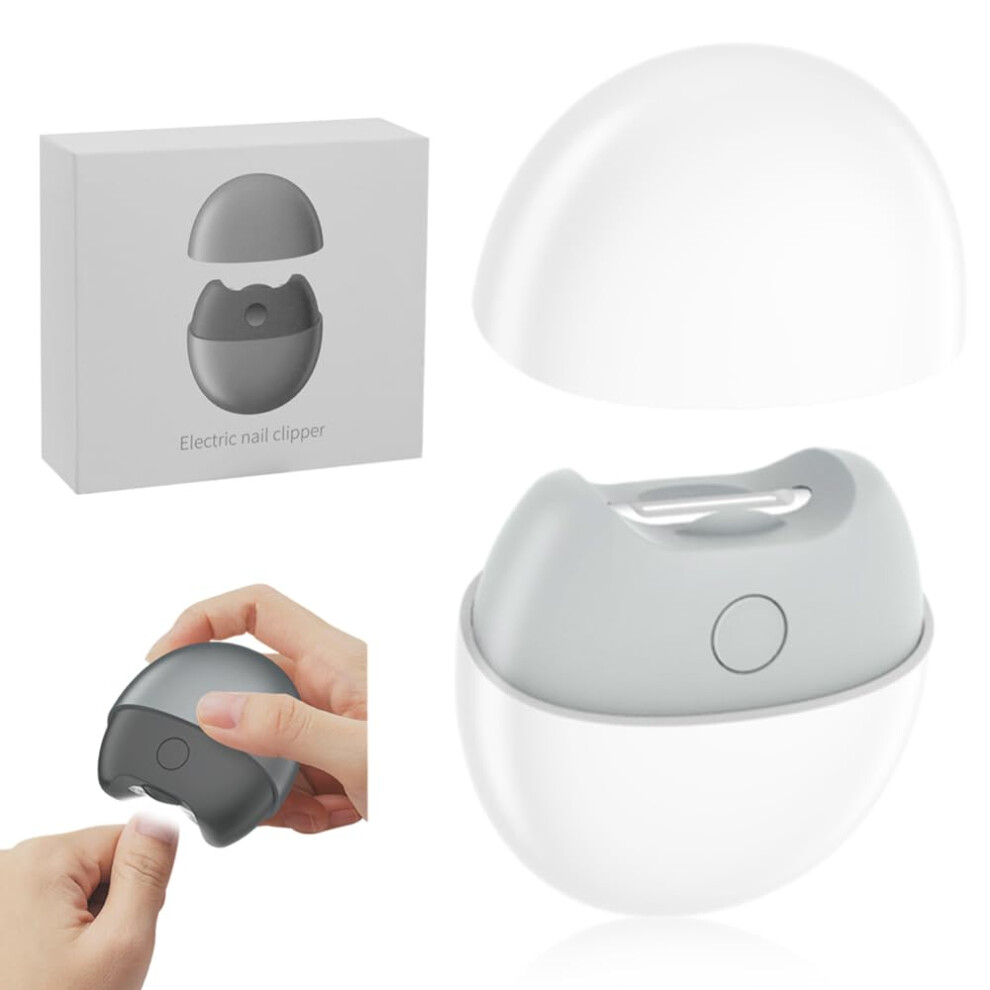 Light/White Electric Nail Clipper For Seniors With Led Rechargeable, Safety Lock And Clipping Collector (White)