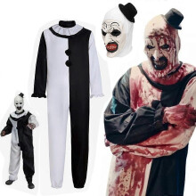 (2XL, Men) Halloween Terrifier 2 Art the Clown Cosplay Joker Costume Jumpsuit Bloody Dress