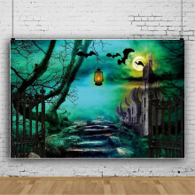 (300×250cm (10*8ft), 1) Halloween Ghost Horror Castle Pumpkins Backdrop Banner Photo Background Party