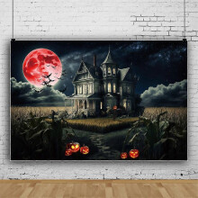 (180*120cm (6*4ft), 11) Halloween Ghost Horror Castle Pumpkins Backdrop Banner Photo Background Party