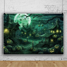 (250×180cm (8*6ft), 5) Halloween Ghost Horror Castle Pumpkins Backdrop Banner Photo Background Party