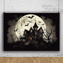 (180*120cm (6*4ft), 7) Halloween Ghost Horror Castle Pumpkins Backdrop Banner Photo Background Party
