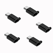 (5 piece black) Compact Mini USB Type C Female to Micro USB Male Adapter Connector for Xiaomi Redmi Huawei Phone Converter