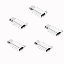 (5 piece white) Compact Mini USB Type C Female to Micro USB Male Adapter Connector for Xiaomi Redmi Huawei Phone Converter