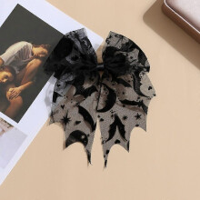 (Style 3) Spring Clip Spider Web Hair Clip Star Halloween Hairpin Bats Head Veils Cosplay
