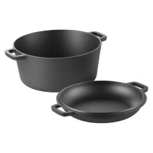 Cocotte de ferro fundido - DUOKU - HE726 - 4,73 L (26 cm) - Tampa reversível 2 em 1 - Pré-temperada