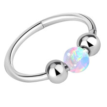 Opal näsringar med öglor, näsringar i rostfritt stål i 18G316L, 8 mm näsringar, broskpiercing, gångjärnssegmenterad näspiercing, juvelerare