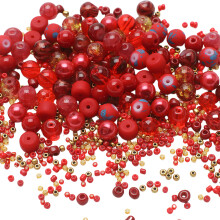 1 Packung sortierte Glasperlen für die Schmuckherstellung, rote Glasperlen, 8 mm Glasperlen für die Schmuckherstellung, runde Kristallperlen, für