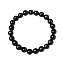 Pulseira artesanal de obsidiana negra natural com contas de 8 mm, para mulheres e homens, pulseira de ioga com contas redondas de pedra natural -