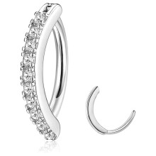 14G-os köldökpiercing nőknek, rozsdamentes acél cirkónia, fordított ívű köldökgyűrű, test piercing ékszer 12 mm