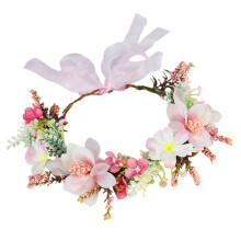 Bandeau en mousse à fleurs roses, couronne de mariage florale avec fil de fer et tissu, guirlande de cheveux pour demoiselle d'honneur pour fête du