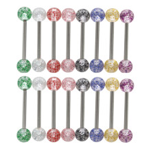 Mehrfarbige Zungenpiercings, bunte Zungenringe, Zungenpiercings aus Edelstahl/Acryl, für Damen und Herren, Brustwarzenpiercing, Zungenring (16