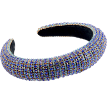 Luxe fluwelen hoofdband met strasssteentjes, glanzende strasssteentjes en glazen kralen, brede hoofdband voor dames met een comfortabel ontwerp en