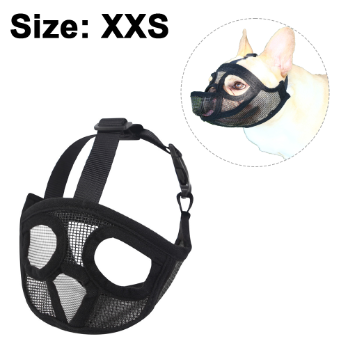 Bulldog Muzzle with Eyehole Design, Skin Friendly Adjustable Mesh Dog Muzzle for Anti Biting 1