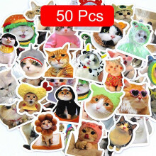 (50pcs) 10/50/100PCS Cute Funny Cat PVC Sticker Aesthetic Chidlren's Stationery Kawaii Decoration Scrapbooking School Supplies For Kids