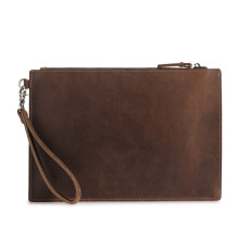 Men's Clutch Bag Vintage Leather Business Handbag 30.5x3.5x21cm Brown Available in Two Sizes