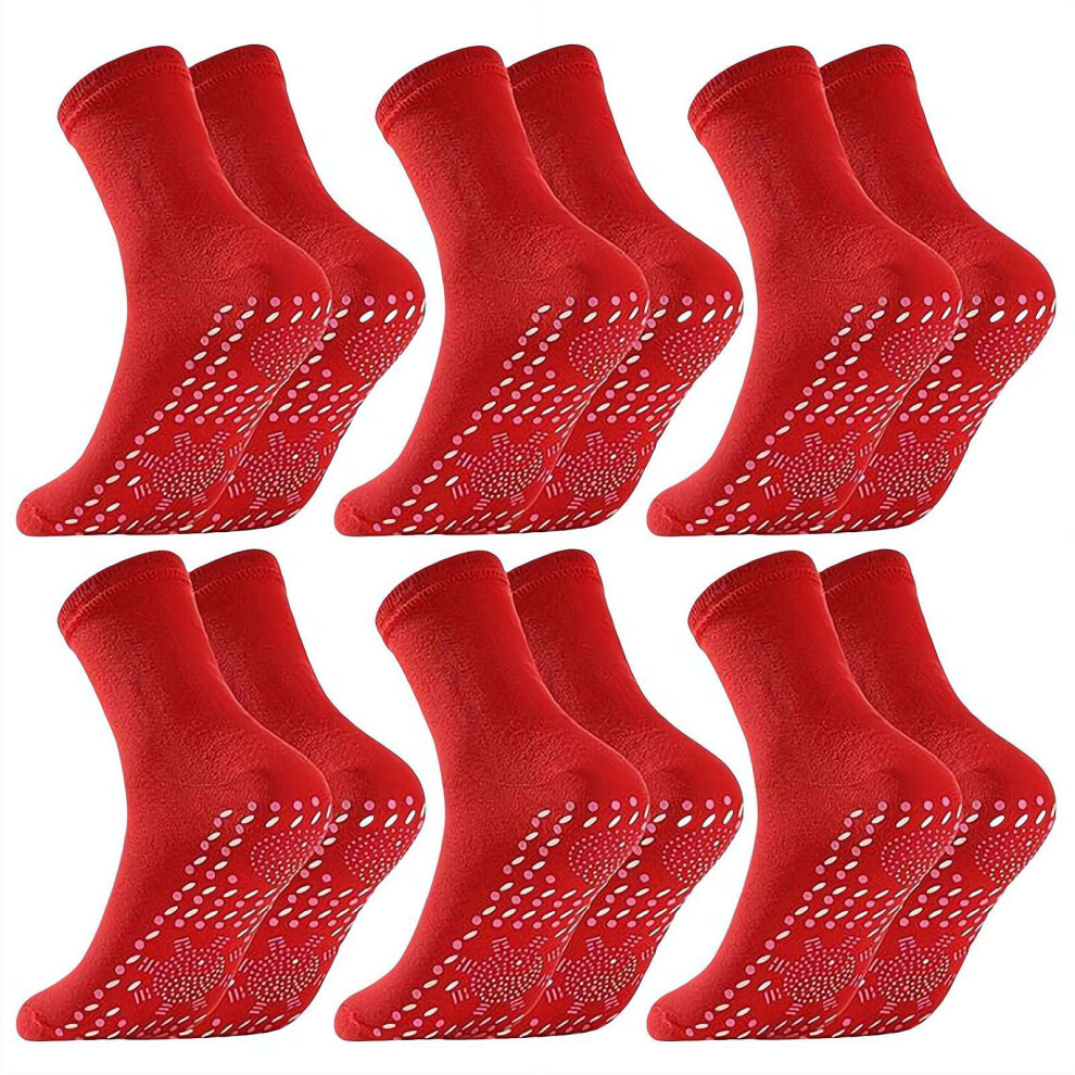 Self Heating Socks with Tourmaline and Magnetic Stimulation, Heat Therapy Foot Massage 3 Pairs Red6