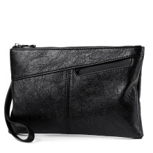 Wrist Bag for Men Large Capacity Soft Leather Clutch Bag 29x2x19cm Black Stylish Envelope Design