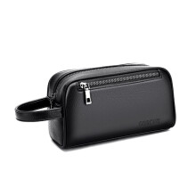 Men's Leather Clutch Bag Black Business Casual Multi Pocket Handbag 23x9x13cm Durable Stylish Design
