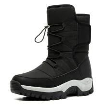 (Black, 7.5) Men'S snow boots, Warm Plush High ankle, Anti-Slip Casual Work Winter shoes