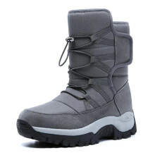 (Gray, 6.5) Men'S snow boots, Warm Plush High ankle, Anti-Slip Casual Work Winter shoes