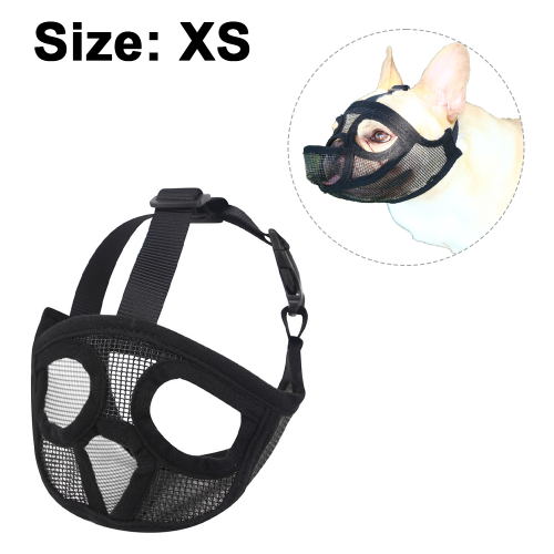 Bulldog Muzzle with Eyehole Design, Skin Friendly Adjustable Mesh Dog Muzzle for Anti Biting 1
