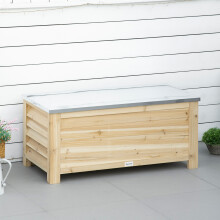 Outsunny 155L Outdoor Storage Box, Wooden Outside Tool organiser Container
