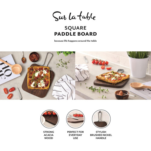 Sur La Table Core Square Paddle Board, Serving Board, Walnut Colour SLT847106 1
