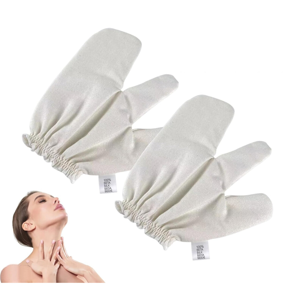 Silk Massage Gloves for Women Gentle Exfoliation Spa Dry Brushing and Body Scrubbing 1 Pair
