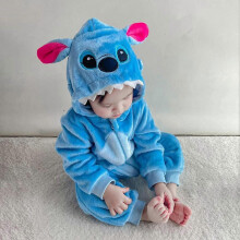 (18-24 Months, Blue) Baby Toddler Infant Cartoon Flannel Jumpsuit Romper Hooded Animal Pajamas Outfit