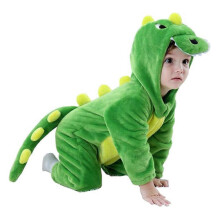 (18-24 Months, Green) Baby Toddler Infant Cartoon Flannel Jumpsuit Romper Hooded Animal Pajamas Outfit