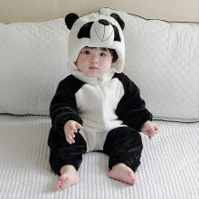 (18-24 Months, Black+White) Baby Toddler Infant Cartoon Flannel Jumpsuit Romper Hooded Animal Pajamas Outfit
