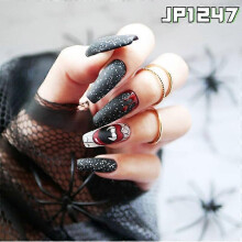 (JP1247) Set of 24 Halloween Press on False Fake Long Nails Self Adhesive Wraps