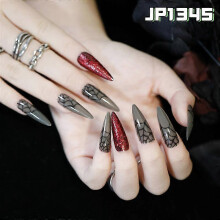 (JP1345) Set of 24 Halloween Press on False Fake Long Nails Self Adhesive Wraps