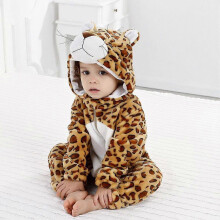 (18-24 Months, Leopard) Baby Toddler Infant Cartoon Flannel Jumpsuit Romper Hooded Animal Pajamas Outfit