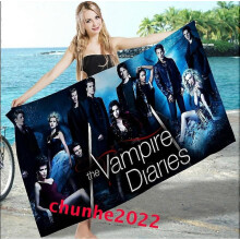 (70x140cm, #02) The Vampire Diaries 3D Microfiber Bath Towel Swim Beach Towel Blanket Turt Gift