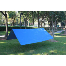 (Blue) 10x10ft Rain Tarp Hammock Waterproof Cover Tent Shelter Picnic Mat Blanket Stake