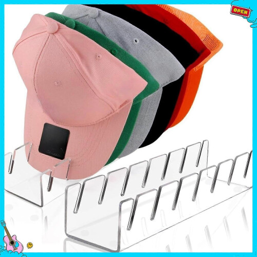 (2pcs Black) 1pc/2pcs Acrylic Cap Storage Rack, Slotted Baseball Cap Display Rack, Can Accommodate 7 Baseball Caps Storage Organizers 1