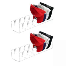 (2pcs Transparent) 1pc/2pcs Acrylic Cap Storage Rack, Slotted Baseball Cap Display Rack, Can Accommodate 7 Baseball Caps Storage Organizers