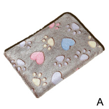 (Brown) Large Pet Blanket Warm Rest Bed Mat Paw Print Dog Cat Fleece Soft Puppy W8N2