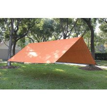 (Orange) 10x10ft Rain Tarp Hammock Waterproof Cover Tent Shelter Picnic Mat Blanket Stake