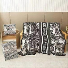 (130*200cm, 21) Light Luxury Flannel Blanket Big Brand Comfortable Blanket Sofa Nap Blanket UK