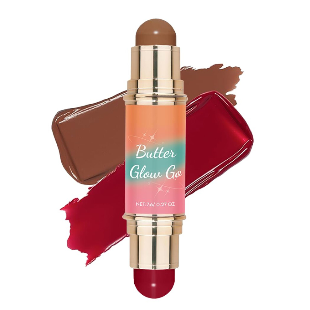Dual Ended Blush and Bronzer Stick 2 in 1 Cream Contour Vegan Makeup Plum