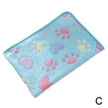 (Blue) Large Pet Blanket Warm Rest Bed Mat Paw Print Dog Cat Fleece Soft Puppy W8N2