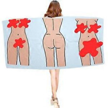 (75cm x 155cm, Sky Blue) Creative Bath Towel Adult Funny Print Shower Body Wrap Soft Beach Towel Blanket