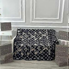 (130*200cm, 4) Light Luxury Flannel Blanket Big Brand Comfortable Blanket Sofa Nap Blanket UK