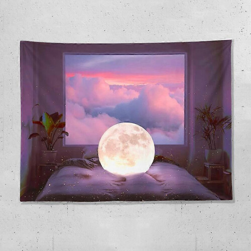 (0.7*1m, 11) Window View Tree Wall Hanging Tapestry Blanket Decor Bedspread Background Room